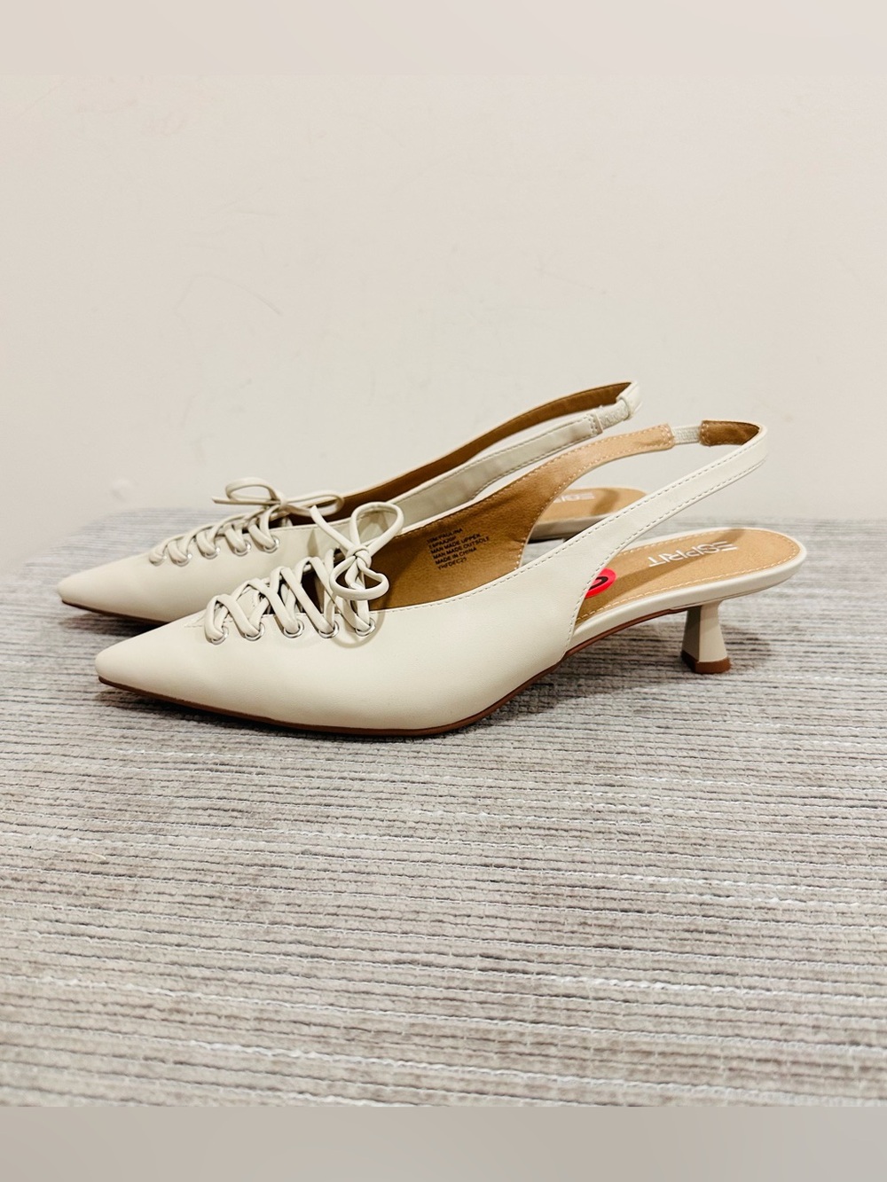 Esprit Paulina Slingback Lace Up Heels Womens 10M White NWOT